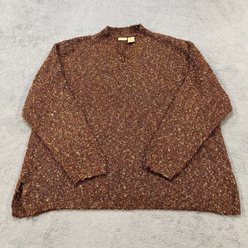 Bobbie Brooks Sweater Brown Combo Knit Boucle Pullover-Women Size 26W/28W Plus